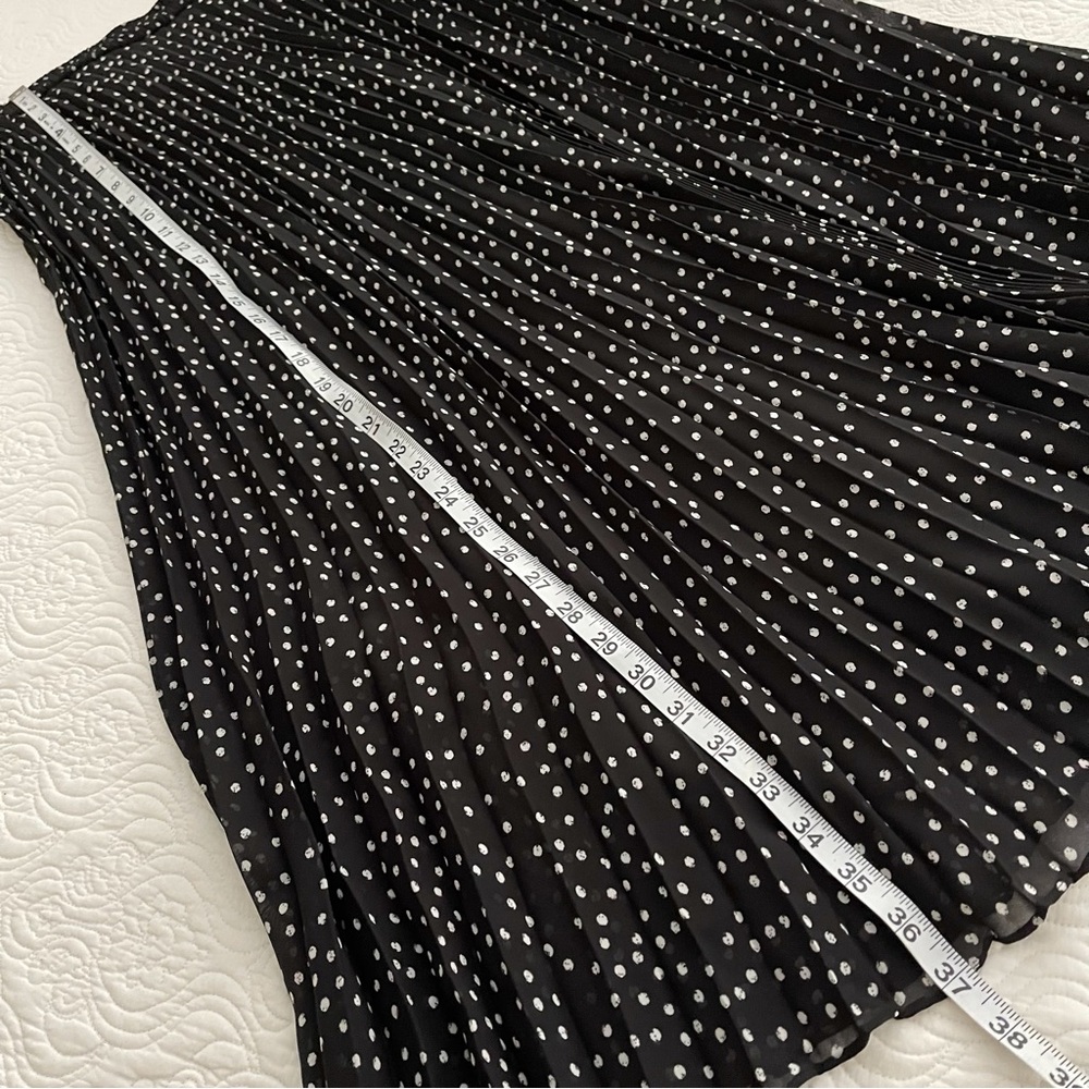 CHAPS Black and White Pleated Polka Dot Maxi Skirt Size Large - Picture 6 of 10